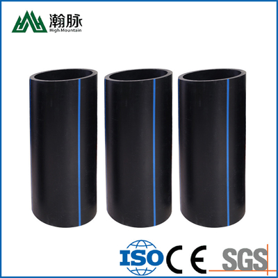 أنابيب المياه الزرقاء أو السوداء ذات الشرائط الزرقاء من HDPE لمصدر المياه المقاومة للتآكل والصرف الصحي