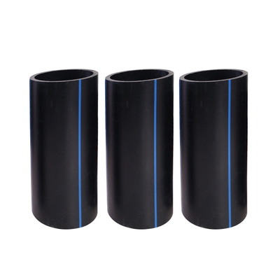 أنابيب المياه الزرقاء أو السوداء ذات الشرائط الزرقاء من HDPE لمصدر المياه المقاومة للتآكل والصرف الصحي