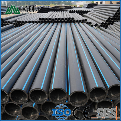 أنابيب إمدادات المياه PE HDPE الطول حسب متطلبات العملاء الأزرق أو الأسود مع الشريط الأزرق
