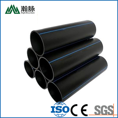 حسب الطلب حجم أنابيب إمدادات المياه HDPE سمك 2.3mm-117.6mm أزرق أو أسود مع شريط أزرق