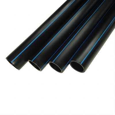 أنابيب إمدادات المياه PE HDPE الأزرق أو الأسود مع شريط أزرق لتوفير المياه وتصريفها مع شريط أزرق PE