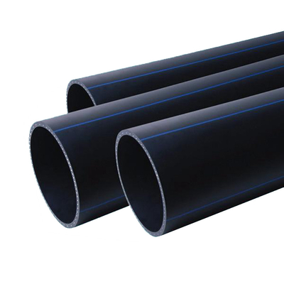 حسب الطلب حجم أنابيب إمدادات المياه HDPE سمك 2.3mm-117.6mm أزرق أو أسود مع شريط أزرق